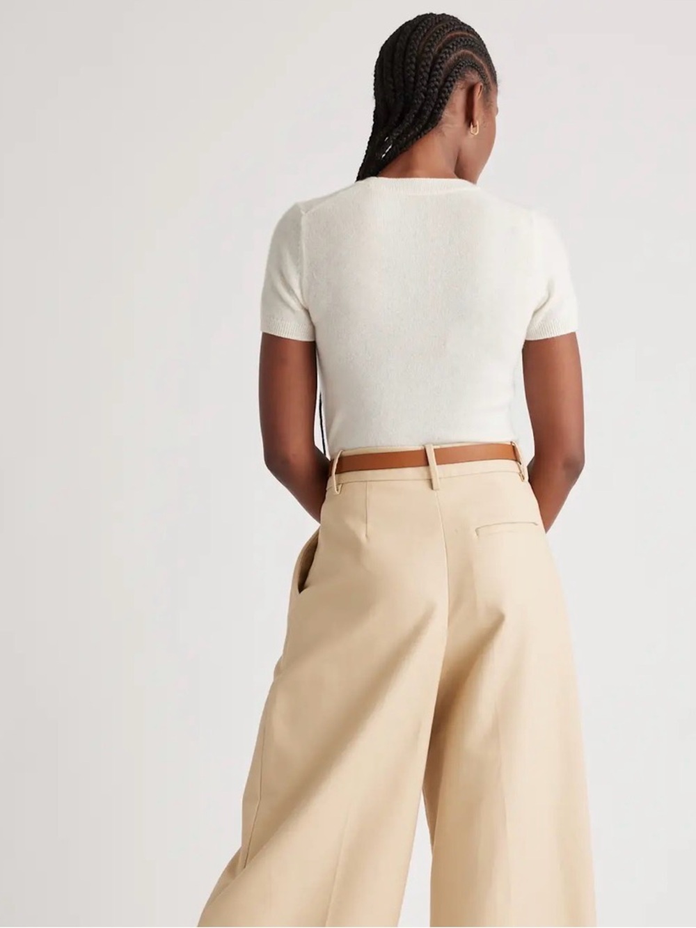 Quince Mongolian Cashmere Tee Ivory - Picture 2 of 8